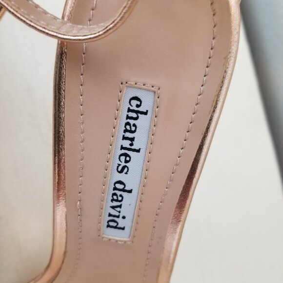 Charles David Cristal Strappy High Heels Rose Gold Metallic Women's Size 7.5 - Picture 10 of 15